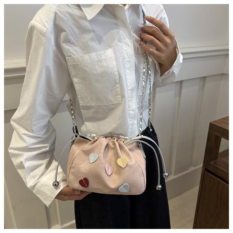 Faux Leather Bucket Bag for Women, Trendy Shell Shaped Shoulder Purse, Cute Love Lock Clutch Crossbody Bag