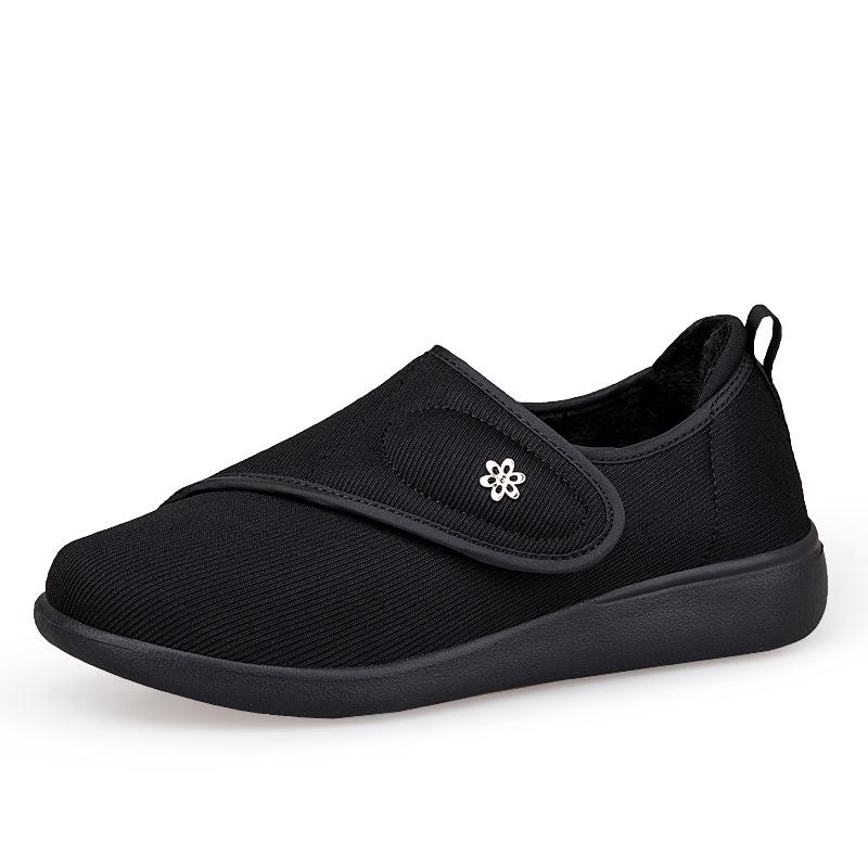 

Женские туфли слипоны на липучке для широкой стопы на осень/зиму 2025 года для женщин среднего и пожилого возраста - Мягкая подошва, удобные, плюс бархатная теплота 41 чёрный