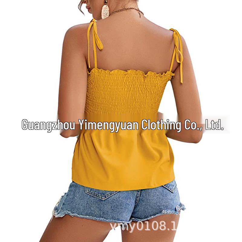 2025 Women's Fashion Solid Color Sexy Off-Shoulder Sleeveless Tie-Up Bandeau Top