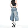 Trendige Sommer Lockere Weite Beine Verkürzte Capri Jeanshosen Für Damen Vielseitig Lockere Gerade Schlankmachende AllMatch Lässige Hosen