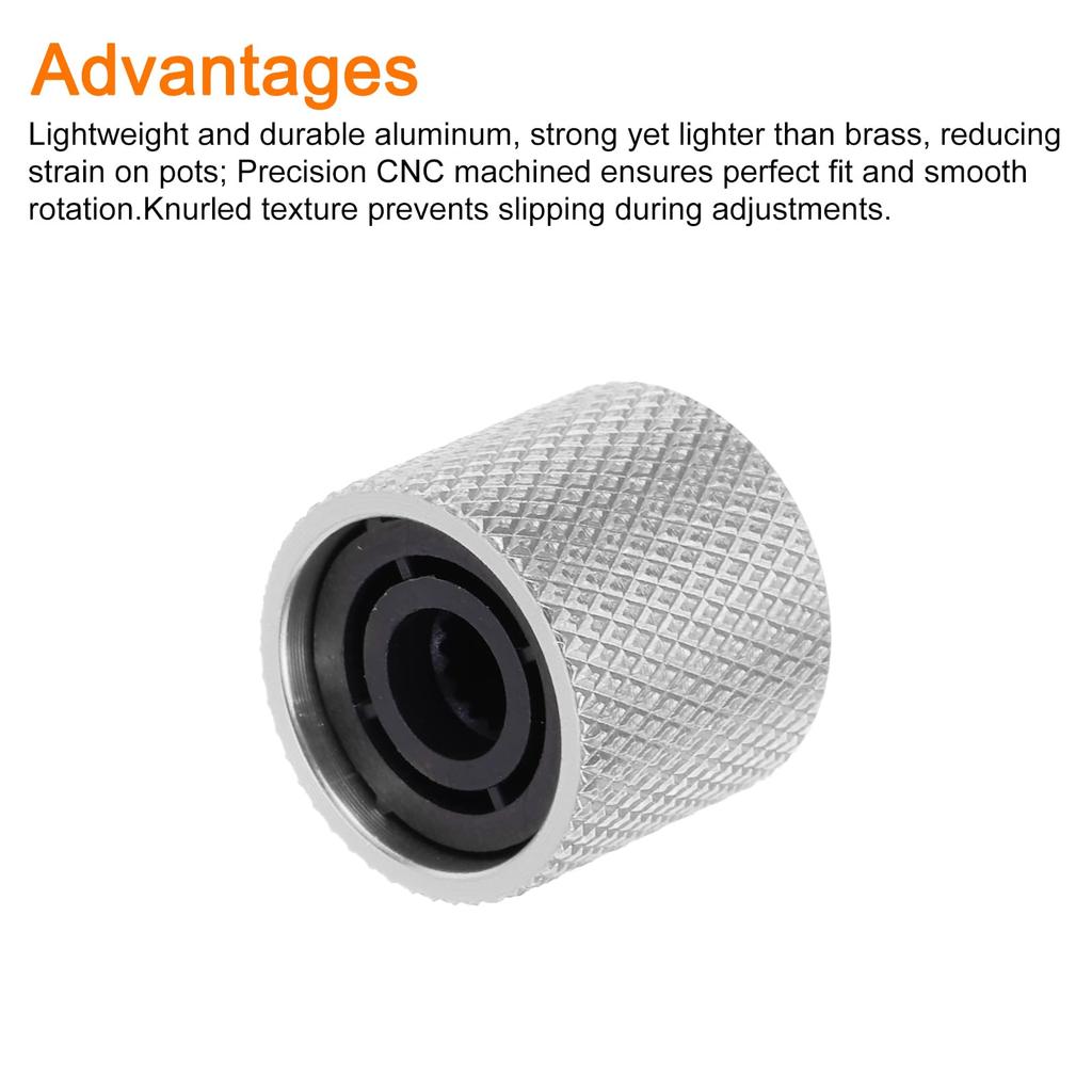 uxcell Aluminum Guitar Knob Set of 3 6mm Shaft Compatible Controls CNC Machined Tuning Parts for Electric Guitars and Basses (Silver) - - Volume/Tone