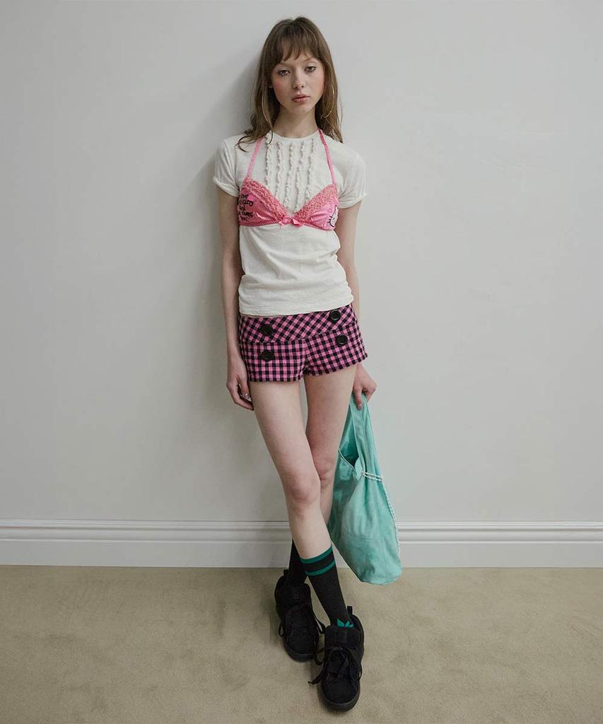 SCULPTOR New Emo Gingham Micro Shorts Pink