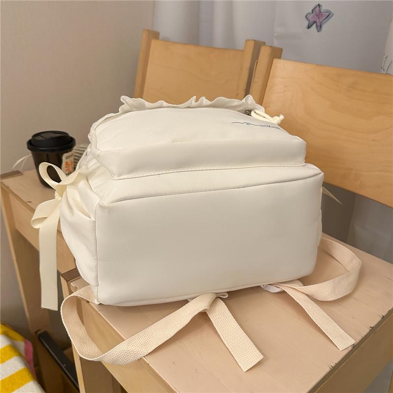 Zaino con Ricamo a Fiocco Pizzo di Nylon Borsa Scolastica per Studenti