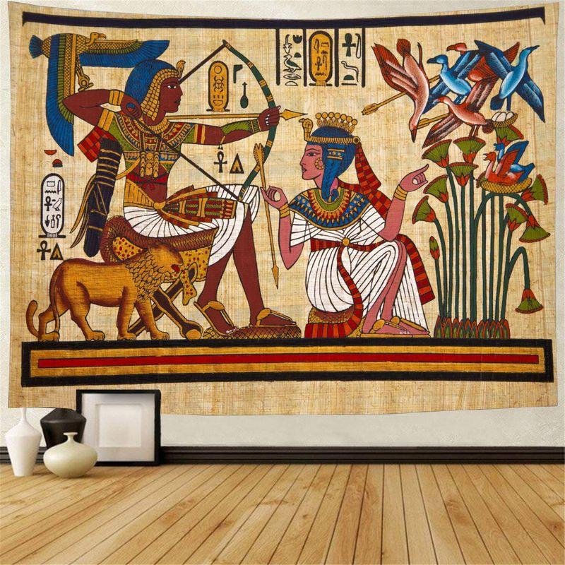Vintage Ägyptische Göttin Wandteppich Altes Papyrus Hieroglyphen Flügel Sonne Antike Zivilisation Raum Hängendes Tuch Dekor