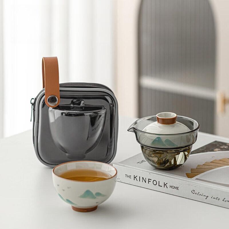 Distant Mountain Glass & Ceramic Travel Tea Set