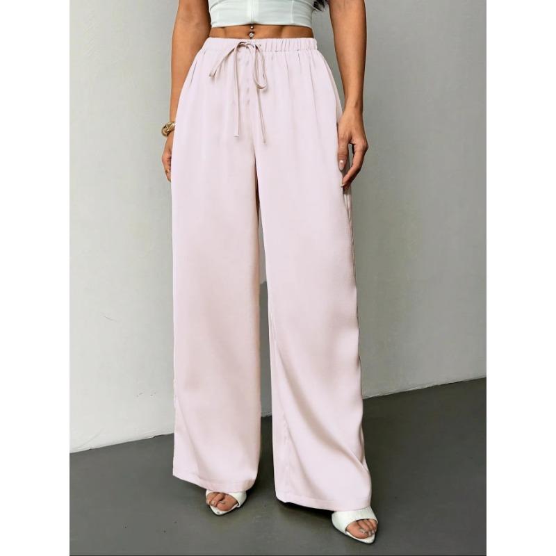 2026 Spring/Summer EurAsia Women's Cross-Seasonal Satin High Waist Draping Slimming Loose Casual Commute Wide-leg Pants