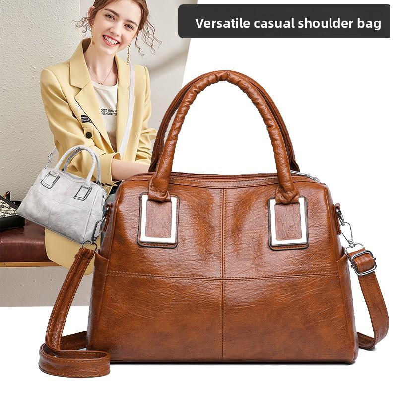 Chic Women's Leather Top-Handle Bag Versatile Crossbody Purse for Daily & Casual Use