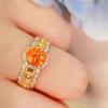 Women Rings Orange Fancy Diamond Solitaire High Carbon Zirconia Elegant Engagement Wedding Band
