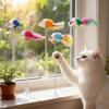1/5PC Suction Cup Spring Mouse Cartoon Pet Cat Toy Stick Feather Rod Mouse Toy with Mini Bell Cat Catcher Teaser Interactive Cat