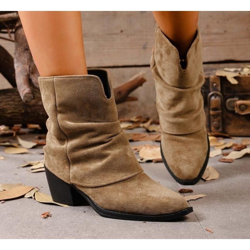 Women Boots Winter New Fashion Frosted Mid-calf Boots Women Low Heel Plus Velvet Knight Boots Elegant Comfortable Shoes