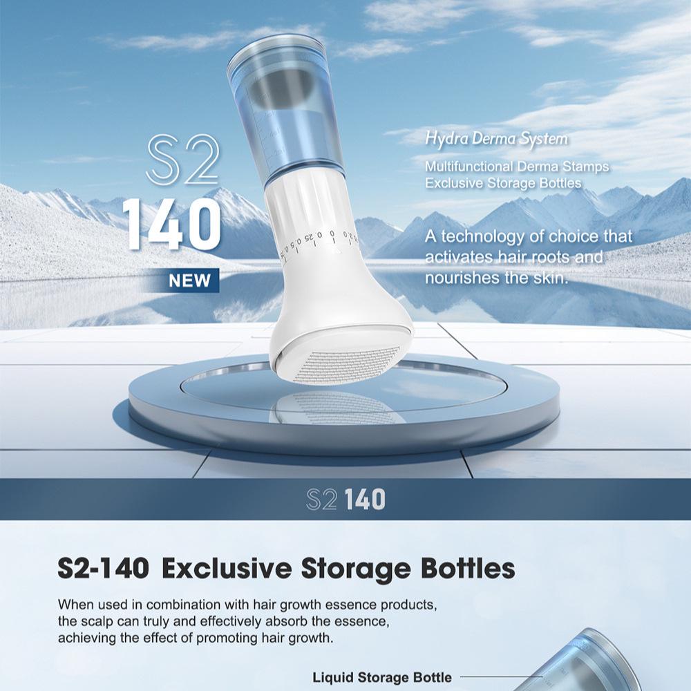 

S2-140 Adjustable Microneedle Roller with Liquid Stamp for Hair Growth & Care, Includes Wet Compress Cotton Pads