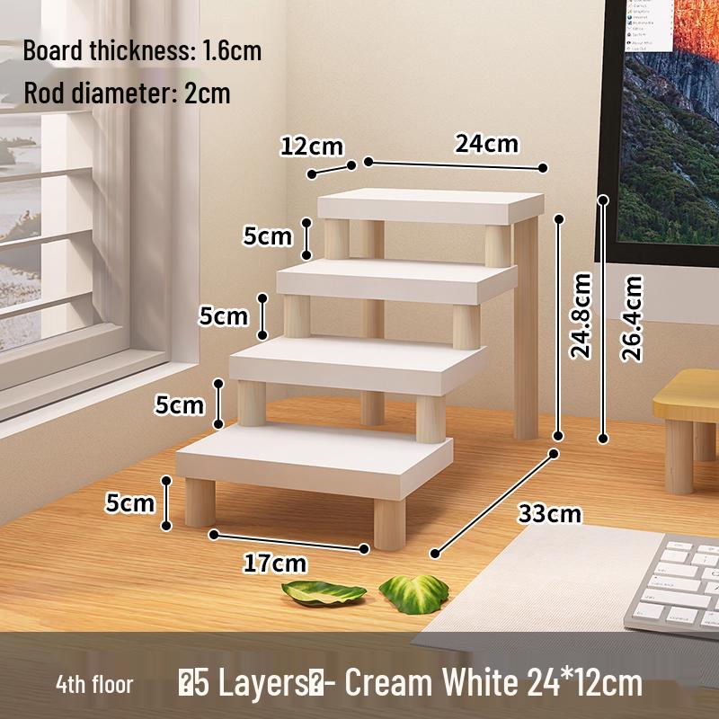 Desktop Ladder-Style Solid Wood Flower Stand for Small Plants and Succulents