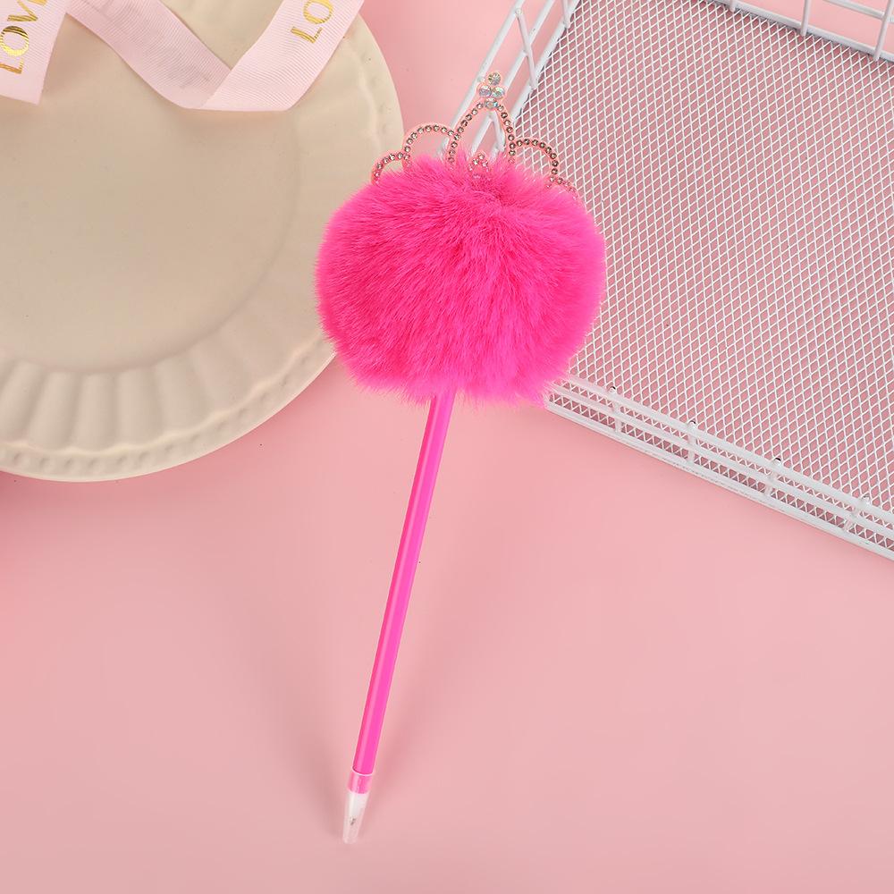 1pc Furry Pom Ballpoint Pen Point Office School Supplies for Writing Comfortable Grip Stationery School Office Supplies Student Prize Gift Writing Too