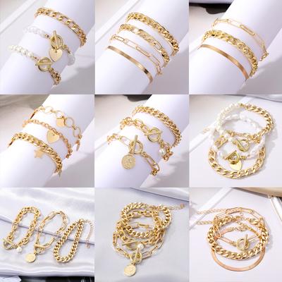 Couple Matching Hollow Out Bracelet Bohemian Women's Bracelet Thick Chain Multilayer Suit Women's Accessories Jewelry
