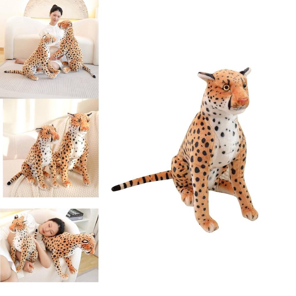 Realistic Leopard Plush Toy Soft Stuffed Cheetah Doll For Kids And Collectors