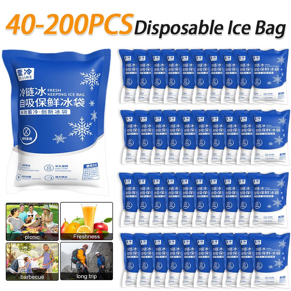 40-200PCS Ice Pack 200ml Disposable Food Ice Bag Travel Drinks Food Refrigeration Preservation for Insulation Box Foam Box