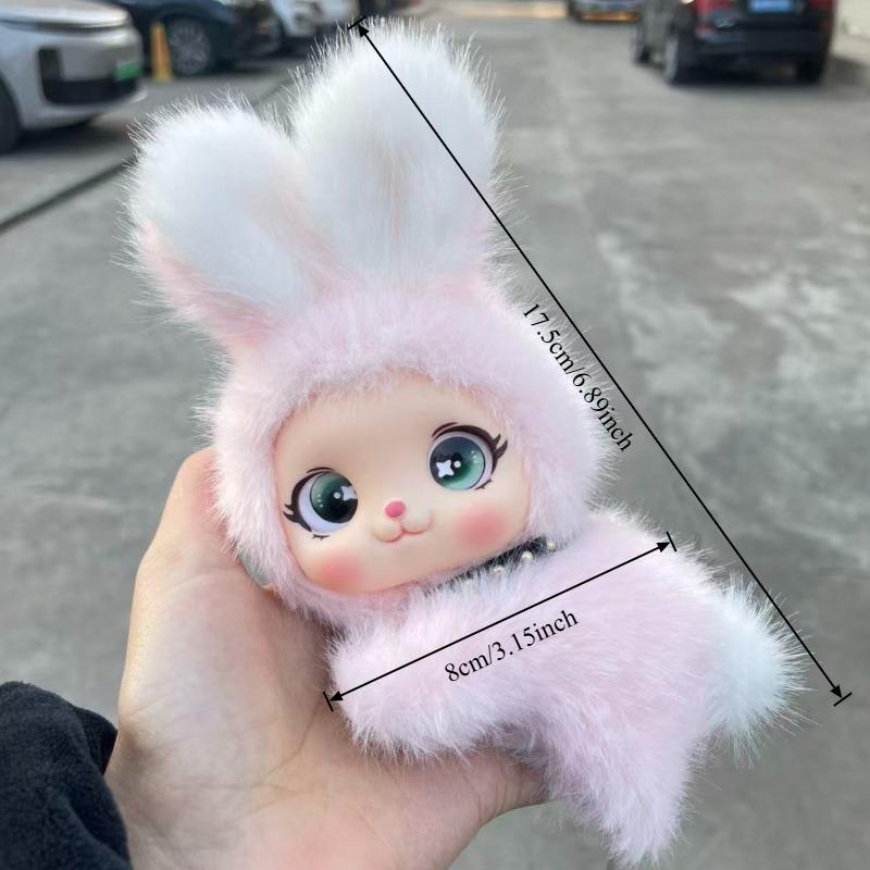 Cute Vinyl Bunny Doll Plush Toy Soft Kawaii Prone Position Rabbit Plushie Doll for Kids Adults Gifts Home Ornament Couple Gifts