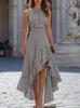 2026 Europäisches & Amerikanisches Ärmelloses Neckholder Rüschenkleid - Aprikot