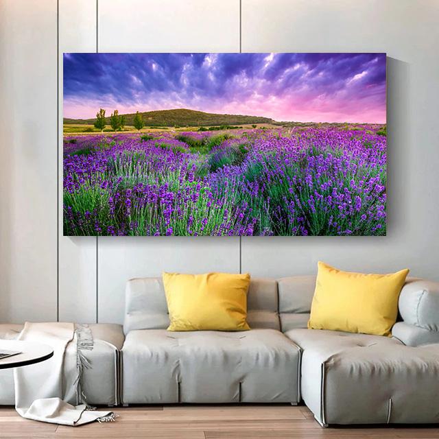 Vintage Canvas Painting Flower Sea Wall Art Pictures For Living Room Lavender Sunflower Landscape Posters Indoor Home Decoration