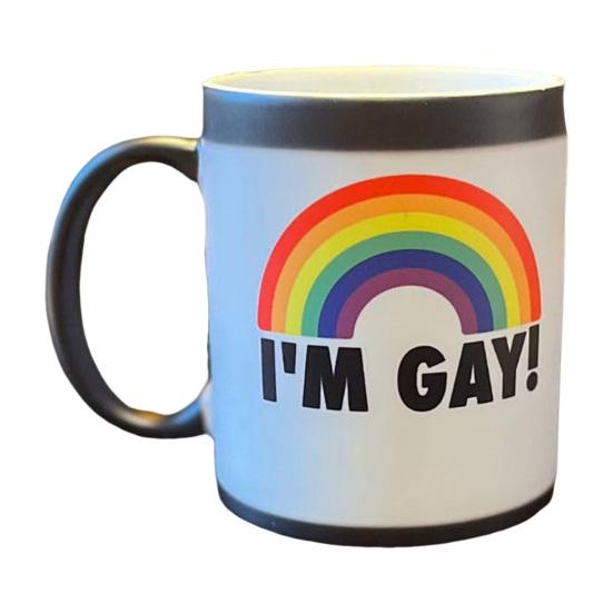 

Райдужна чашка, що змінює колір при нагріванні, 11 унцій. Я гей. Смішна груба чашка. Повідомлення проявляється при нагріванні. Креативна керамічна кавова чашка. Найкращий оригінальний подарунок-прикол на день народження, весілля. A