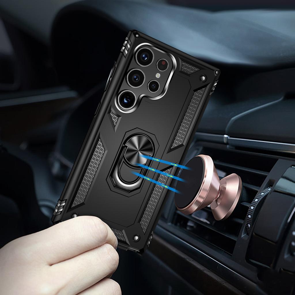 For Samsung Galaxy S24 Ultra Case TPU+PC Ring Kickstand Phone Back Shell