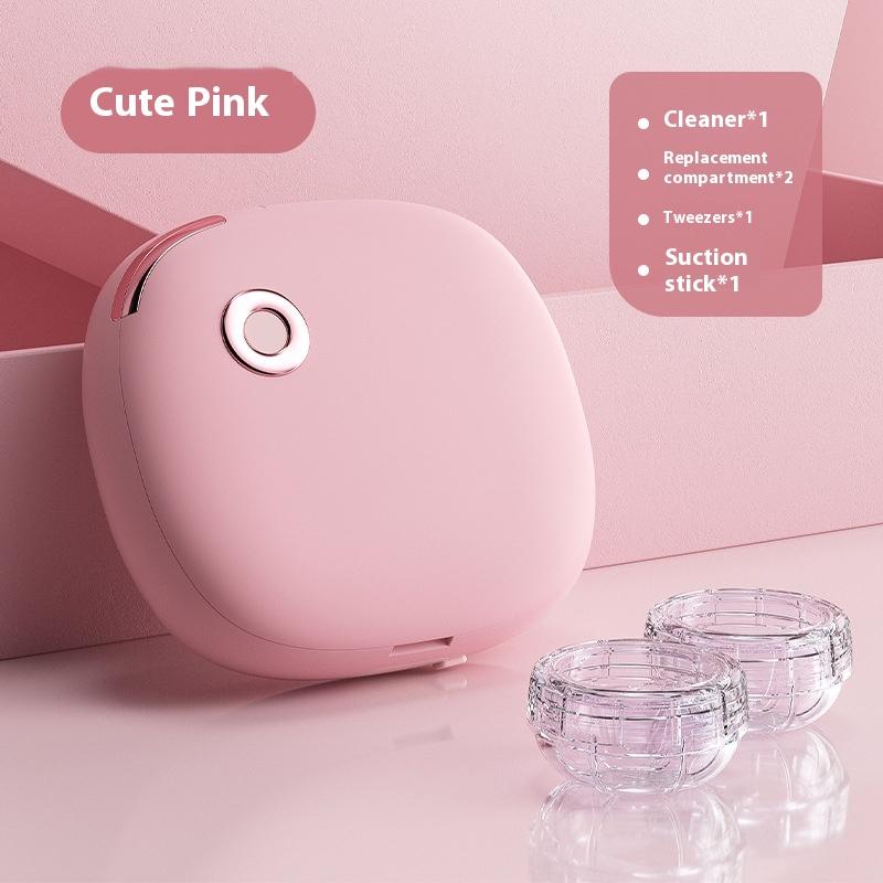 

Contact Lens Ultrasonic Cleaning Machine Small Size Travel Rechargeable 3 Gear Cleaning Modes With Mirror Cleaning Box Adults розовый