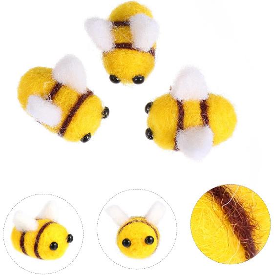 COHEALI Felt Bees for Crafts: 10pcs Wool Felt Bumble Bee Plush for Crafts DIY Baby Shower Gender Reveal Gift Themed Party Decoration
