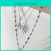 Trendy Sun Themed Layered Necklace With Electric Plating For Female Fashion