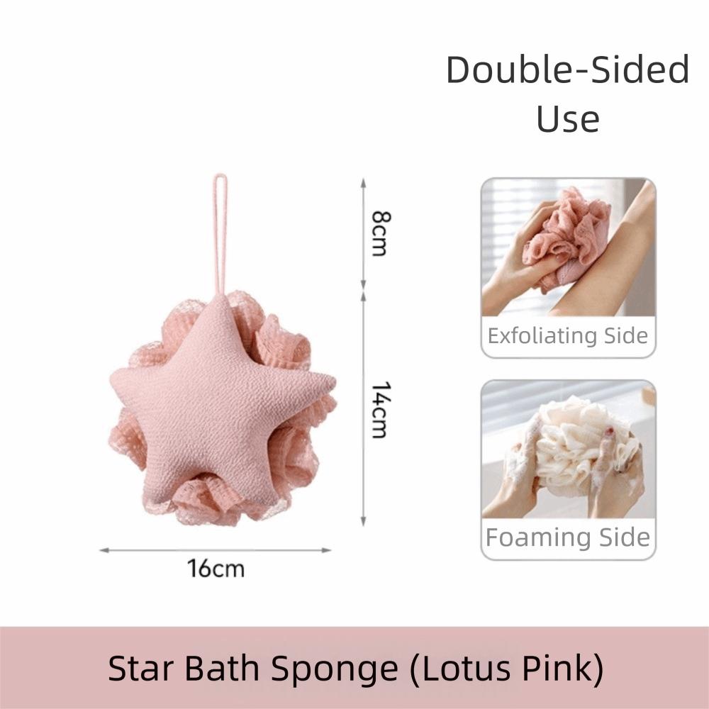 Ny 2-i-1 Badboll Handduk Hängbar Mjuk Badsvamp Exfolierande Nät Hudvänlig Ansiktsrengöringskula Badtid