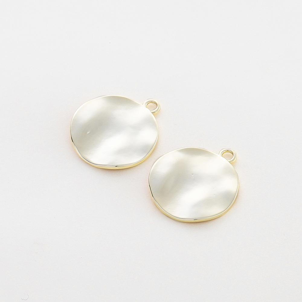 5pcs/Lot 14K 18K Gold Color Plated Wave Pattern Round Pendants With Hole Charm Bracelets Pendants For DIY Jewelry Makings