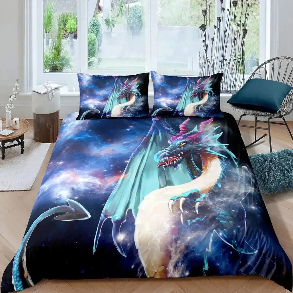 Galaxy Dragon Outer Space Starry Sky Jungle Bedding Set Single Twin Double Queen King Cal King Size Bed Linen Set