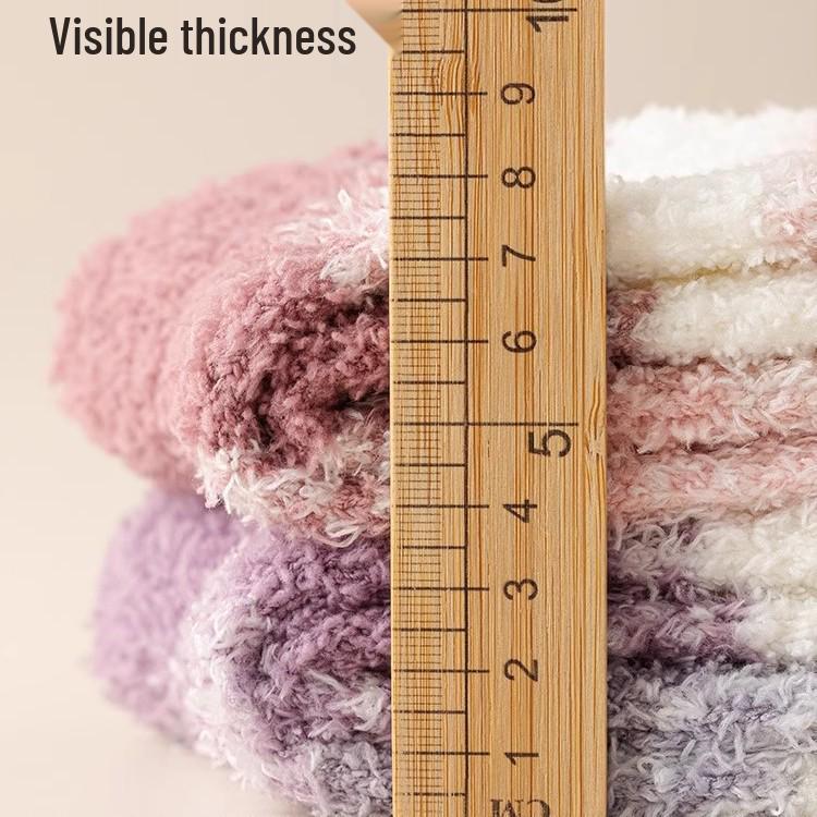 Chaussettes mi-mollet en polaire corail pour femmes - Épaisses, chaudes, vêtements de nuit automne/hiver