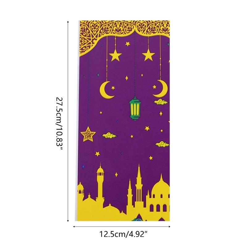 100pcs Eid Mubarak Gift Bags with Rope Moon Stars Biscuits Packaging Holder