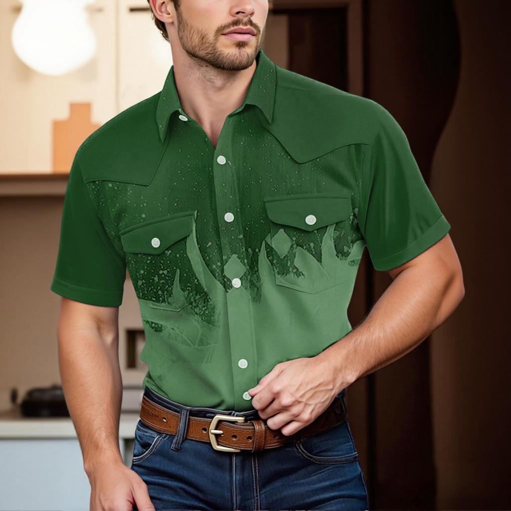Men'S Fashionable Lapel And Shoulder Length Short Sleeved Casual Top