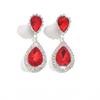 Exaggerated Bridal Wedding Earrings African Popular Ladies Diamond-encrusted Long Earrings Silver Tassel Earrings + Necklace + Jewelry