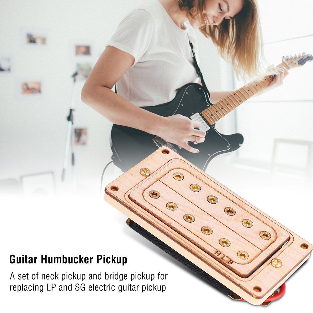 Maple Wood Magnet Neck Bridge Pickup Humbucker for LP SG Jazz Guitar (Gold)
