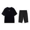 Li-Ning Summer Short Sleeve T-Shirt Comfortable Casual Three Quarter Pants Sports Set Men Sets Black W773-1+W025-1