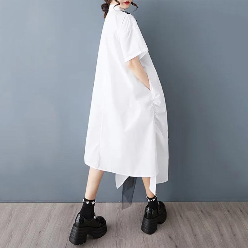 Xitao Pleated Single Breasted Turn-down Collar Dress ZMY1201