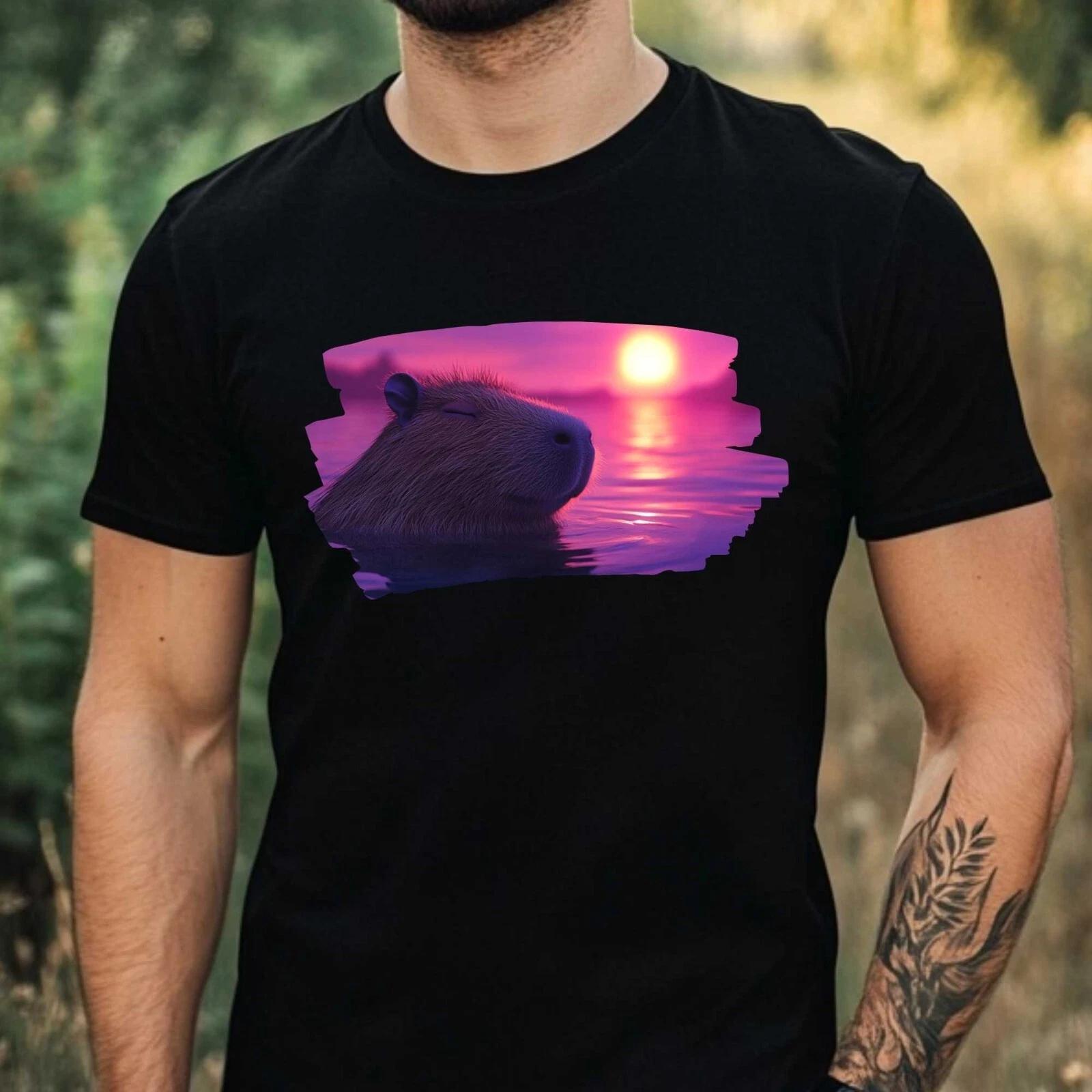 T-Shirt Herren Capybara Motiv Baumwolle Größe XS bis 5XL XS