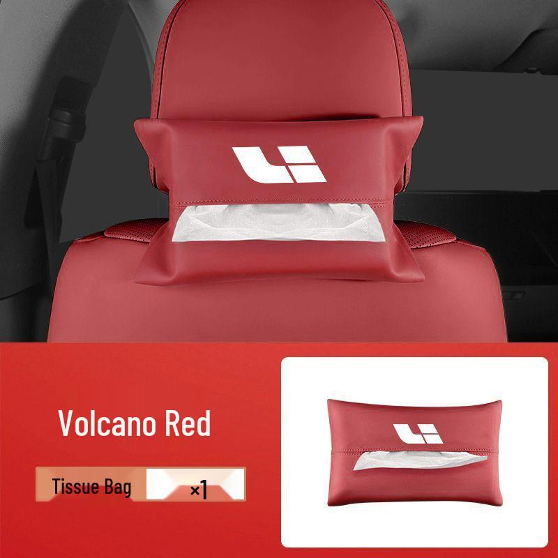 

Li Auto Car Armrest Genuine Leather Tissue Box L6/L7/L8/L9/One/I8/I6 Genuine Leather Tissue Bag - Volcano Red