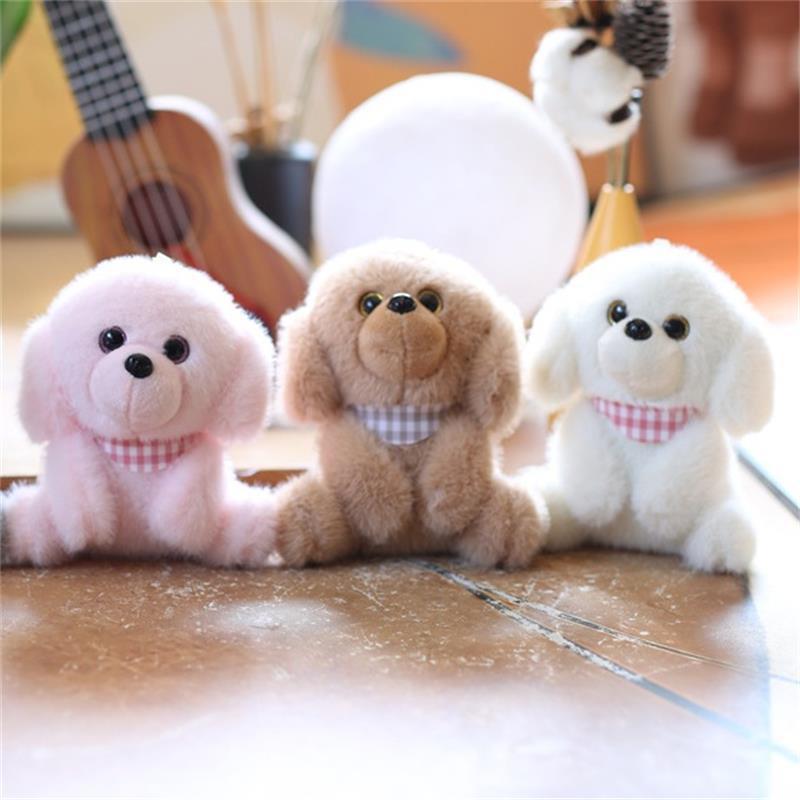 Funny Cute Scarf Teddy Dog Puppy Plush Dolls Soft Ragdoll Keychain Pendant Bag Hanging Ornaments Keyring Stuffed Toys Kids Gifts