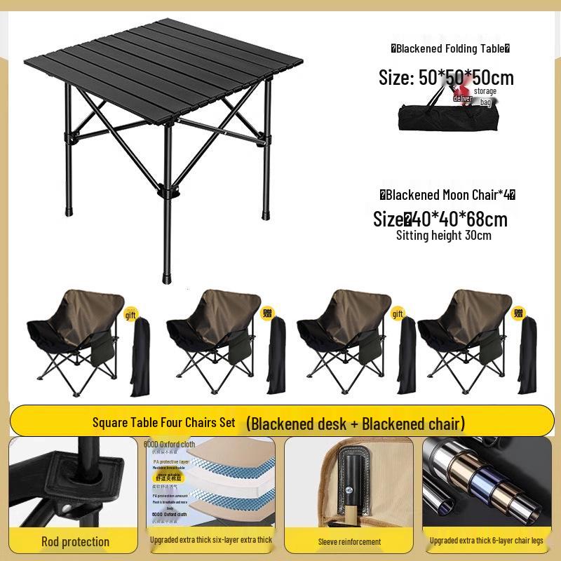 Portable Folding Roll-Up Camping Table and Chair Set - Ideal for Picnics and Barbecues