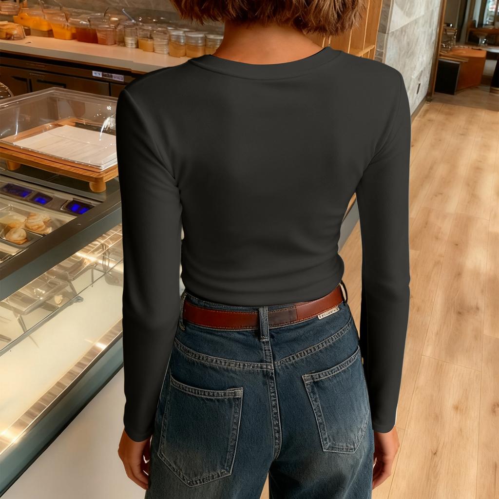 Women's Fashionable And Casual Solid Color Long Sleeve Base Layer Top