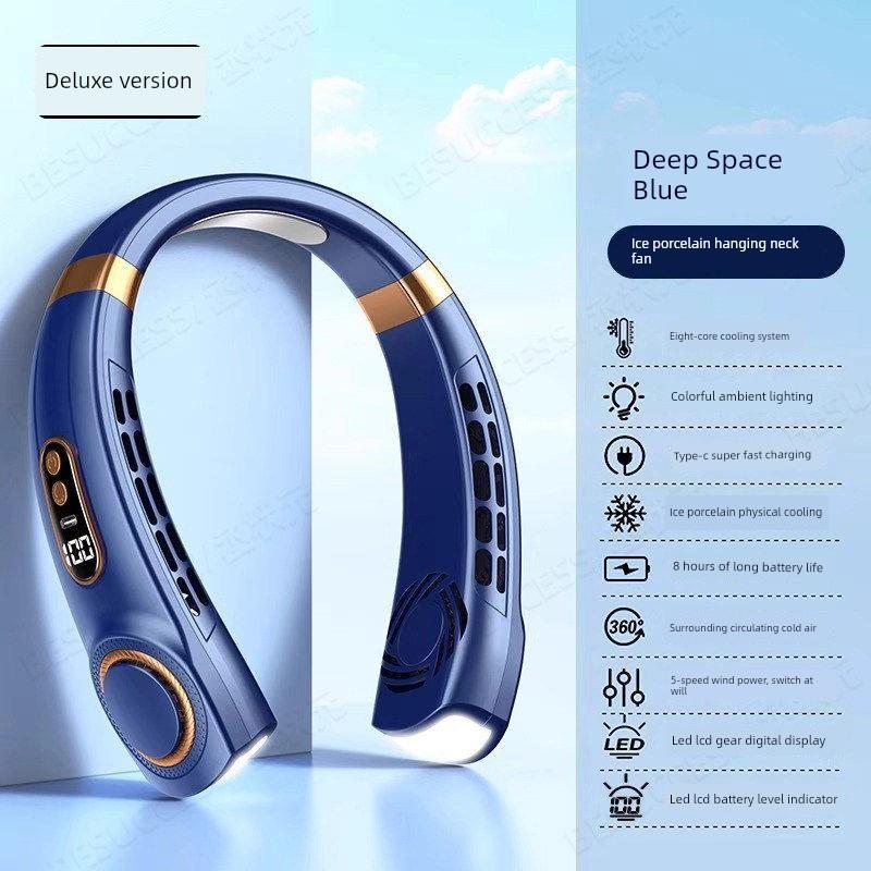 2026 New Model Neck-Hanging Fan, Cooling, Small and Portable, Ultra-Long Battery Life, Silent Electric Fan, Outdoor Wearable Ice Fan