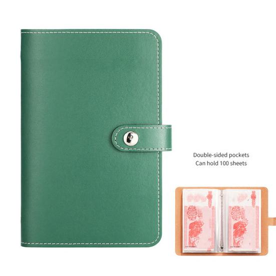 Cash Saving Binder Imitation Leather Clear PVC Pockets Tear-resistant Cash Holder for Bills Receipts Compact Money Organizer for Home Office Use