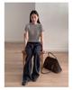 CLEAN SPACE Women's Wool Blend Knitted T-Shirt, Spring 2025 Collection, Short Sleeve, Thirteen Rows Design