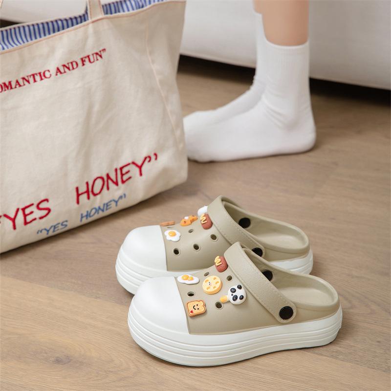Damen neue Sommer dicke Sohlen erhöhen die Höhe, tragen süße Cartoon Ins Mode Tasche Kopf Hausschuhe