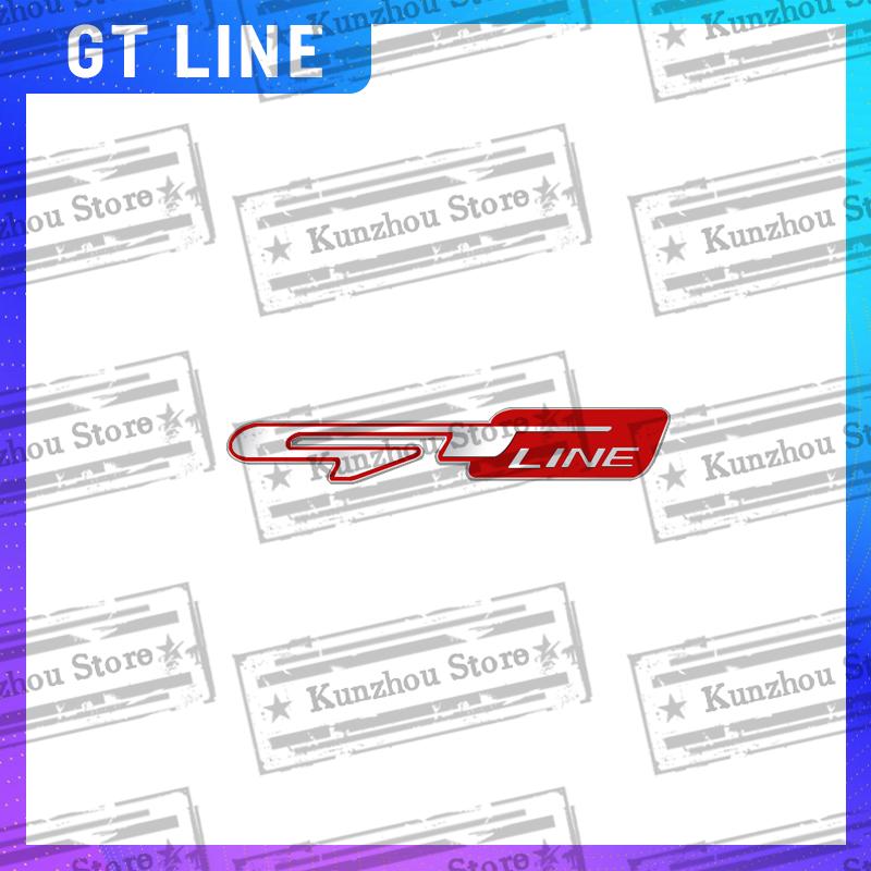 1x For GT Line Kia Sorento Ceed Picanto Sportage Stinger Niro Rio Car Steering Wheel Badge Zinc Alloy Car Interior Emblem Decal