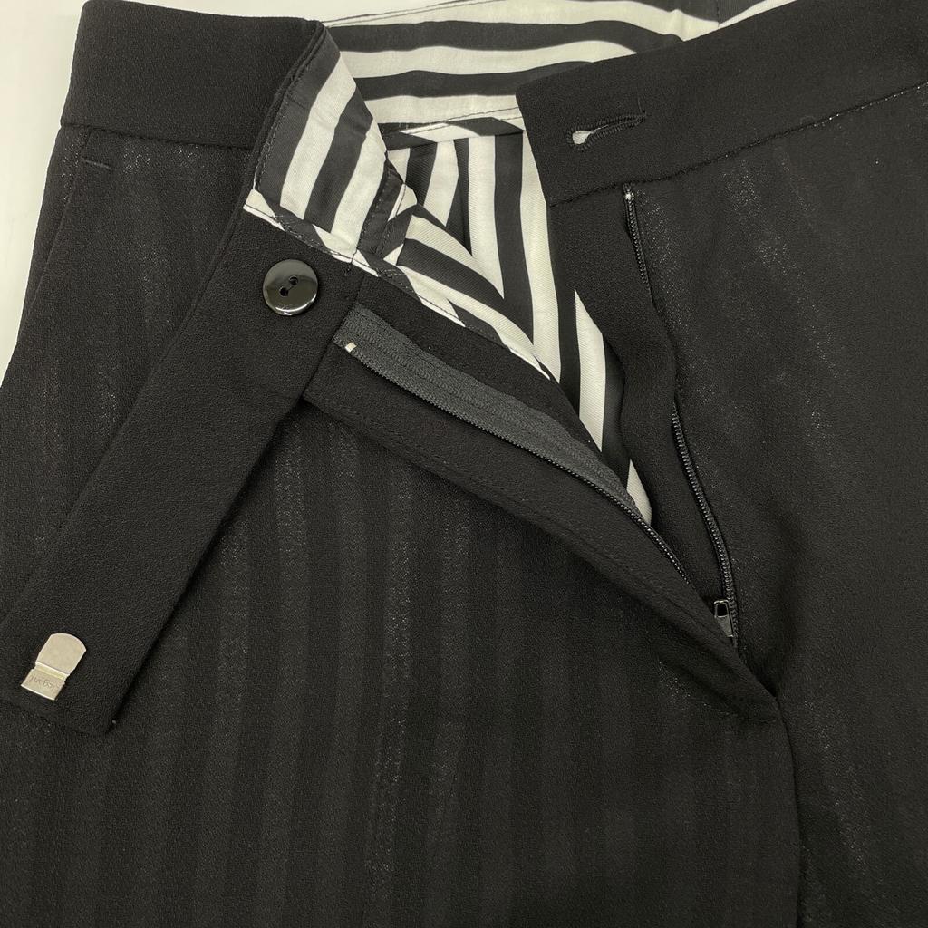 MARCO De VINCENZO MARCO DE VINCENZO 17S-MR5031-036 Black Wool Side Slit Pants Bottoms 36 Black X whiteUsed