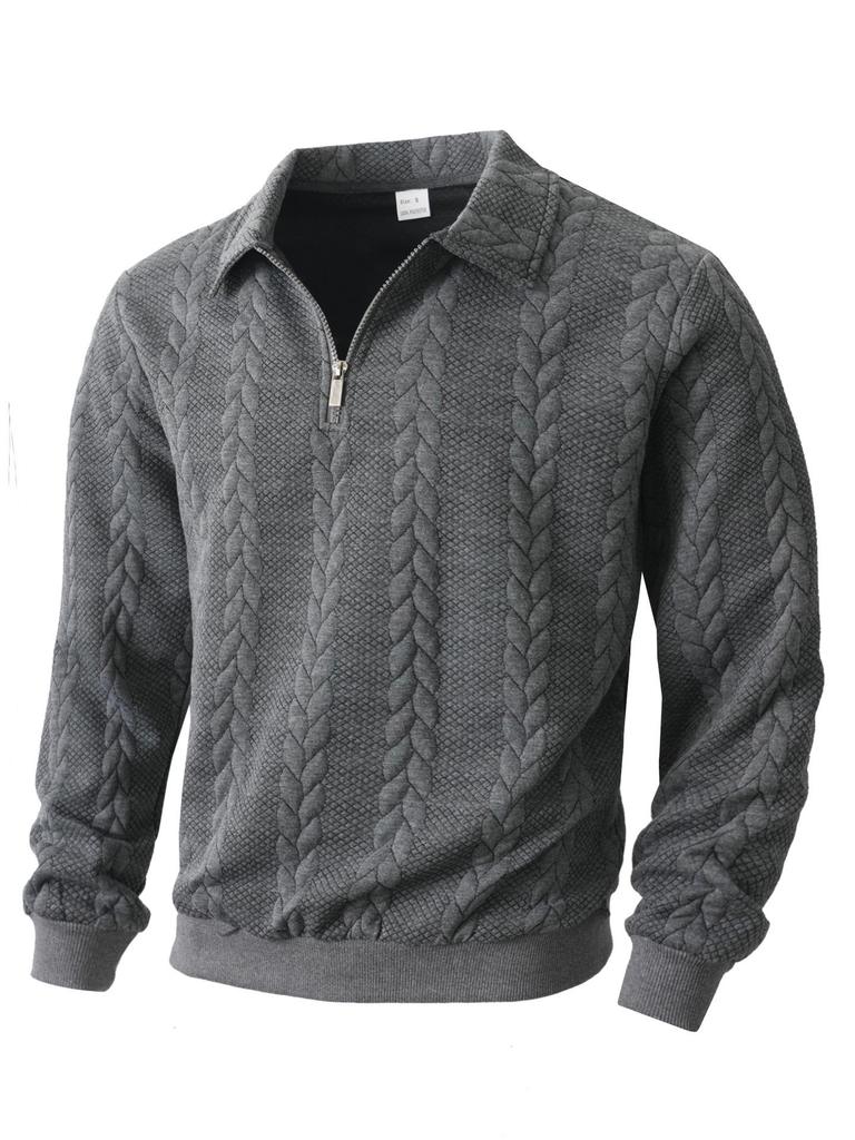 European Jacquard Knit Half-Zip Hoodie for Men - Autumn/Winter Casual Sportswear